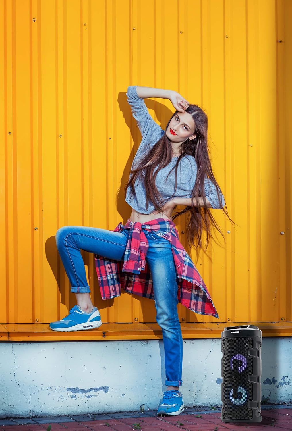 ELBE ALT-88-TWS Tragbarer BT-Karaoke-Lautsprecher mit Licht, 10 W, SD, USB, FM, Mikrofon mit Kabel,