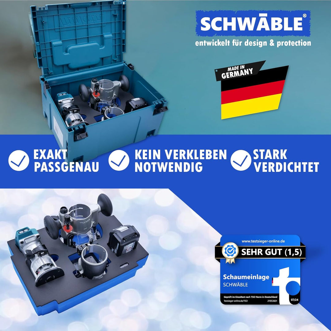 SCHWÄBLE® Schaumeinlage Schaumstoffeinlage für Makita Akku-Multifräse DRT50 ohne Koffer