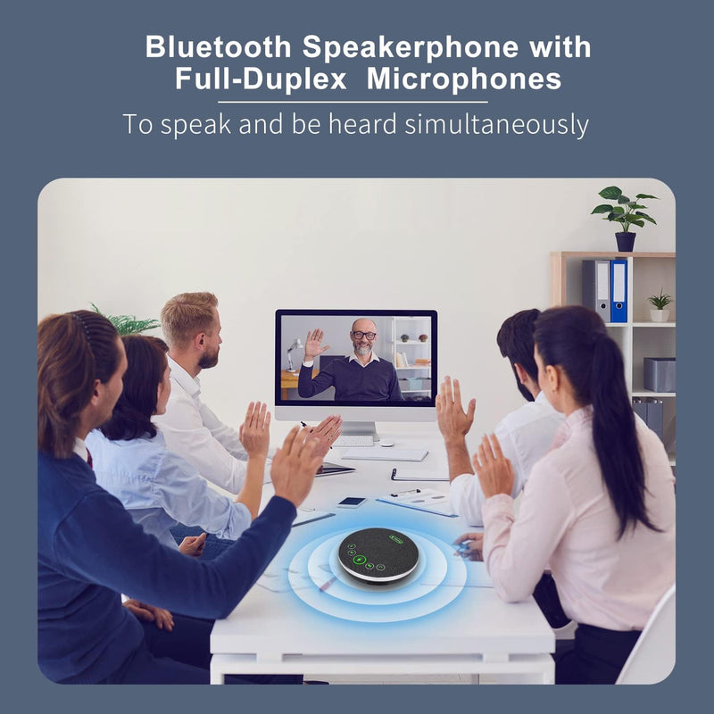 TONGVEO Bluetooth Konferenzlautsprecher,Drahtloser USB Freisprecheinrichtung 360° Sprachaufnahme mit