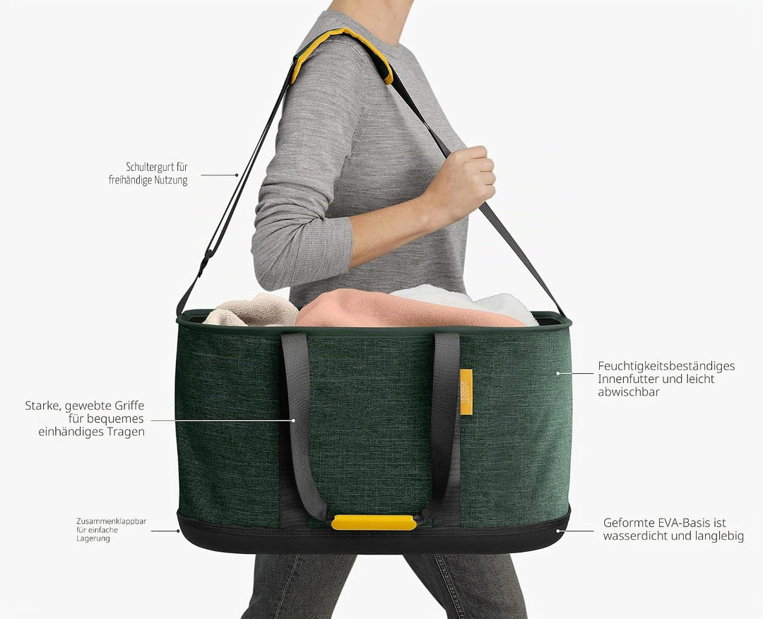Joseph Joseph Hold-All Faltbarer 45L Outdoor-Wäschekorb mit Schultergriff, Robust Gewebe, Wasserdich