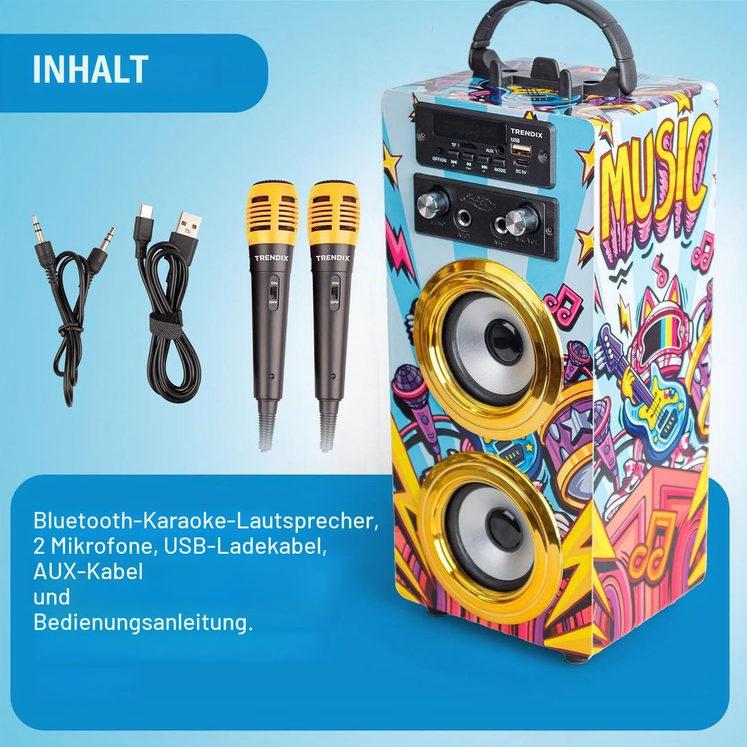 Trendix - Karaoke Kinder Music Star | Karaoke Maschine Kinder 2 Mikrofone | Karaoke Anlage Mit 2 Mik
