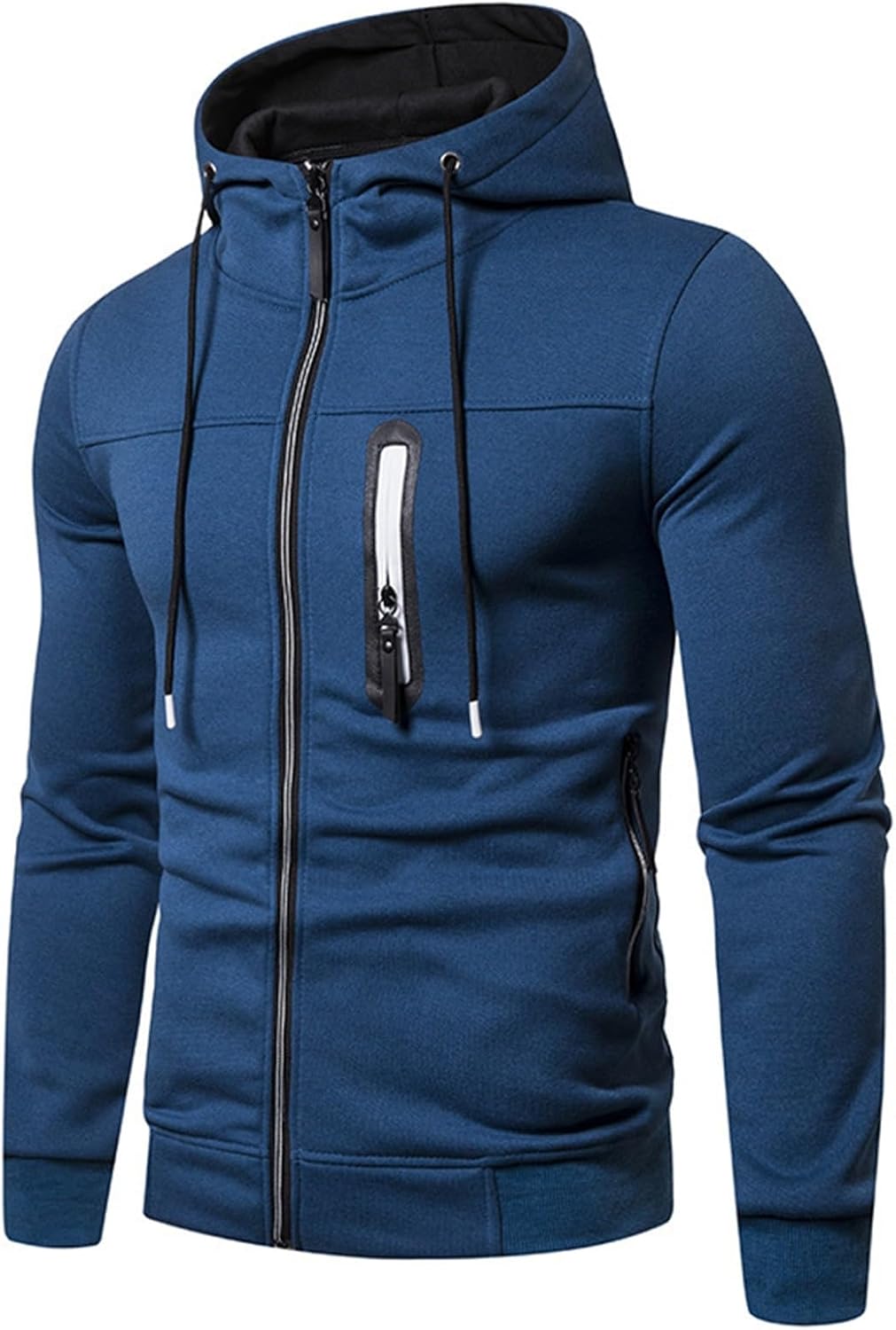 Sportjacke Herren Casual Sweatjacke Zip Kordelzug Hoodie Sweatshirt Jacke Basic mit Kapuze Langarm K