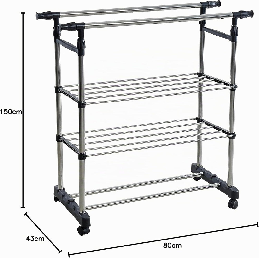 ESTEXO Garderobenständer Kleiderständer Kleiderstange Wäscheständer Rollenständer Rollgarderobe Meta