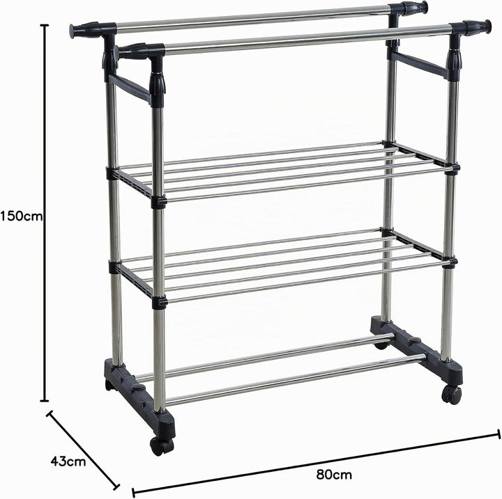 ESTEXO Garderobenständer Kleiderständer Kleiderstange Wäscheständer Rollenständer Rollgarderobe Meta