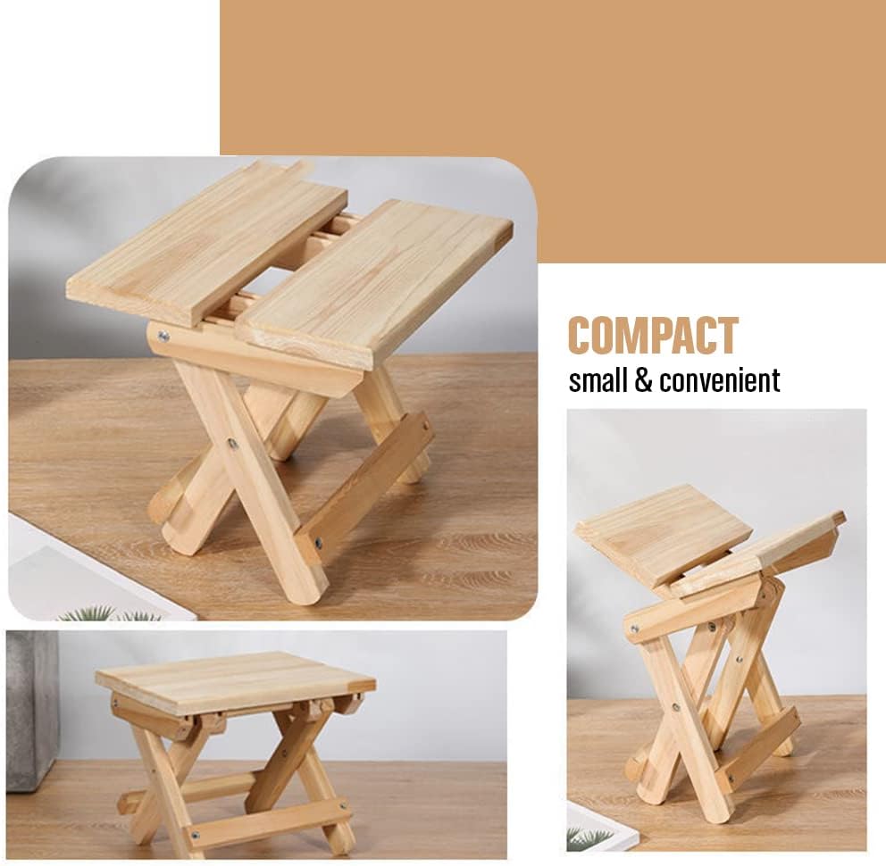 2 Mini Klapphocker aus Holz. Reisesitz, Kinderhocker, Tragbarer Fusshocker für Zuhause, Badezimmer,