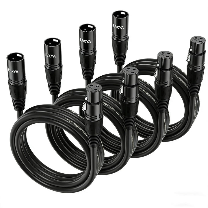 EBXYA XLR Mikrofonkabel 5m 4er-Pack für DMX &amp; Bühnenbeleuchtung | Premium, Stecker auf Buchse, 3-pol