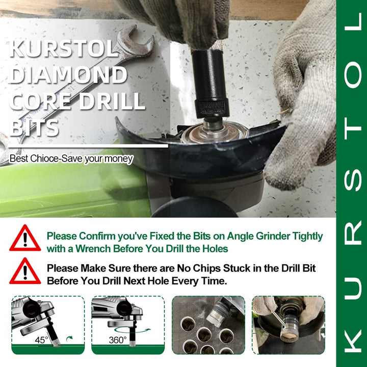 KURSTOL Diamant-Bohrkrone Kit - 6 Stück Diamantbohrer Durchmesser 20/32/35/55/68/100MM Diamant Lochs