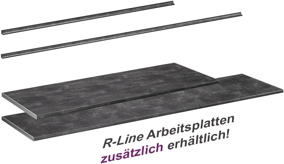 Vicco Küchenarbeitsplatte R-Line, Anthrazit, 240 cm | geeignet zur Montage auf Unterschränken und Ar