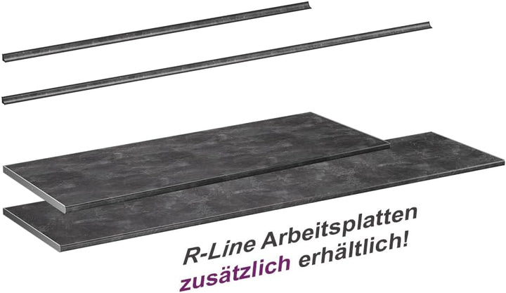Vicco Küchenarbeitsplatte R-Line, Anthrazit, 240 cm | geeignet zur Montage auf Unterschränken und Ar