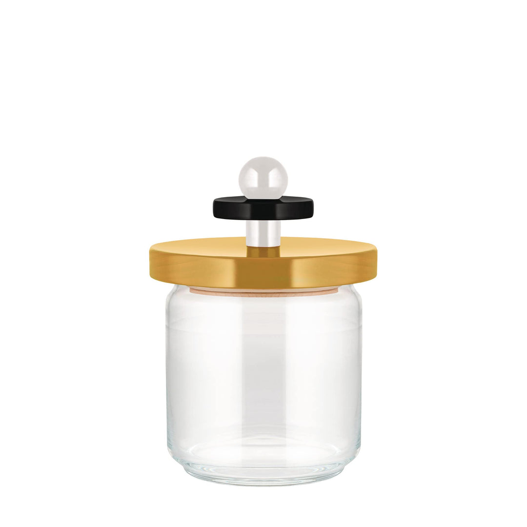 Alessi ES16/75 1 Twergi Küchendose aus Glas mit abgedichtetem Deckel aus Lindenholz, 100 Values Coll