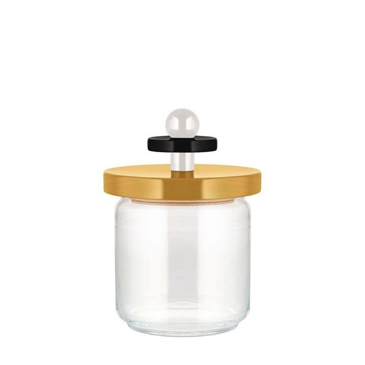 Alessi ES16/75 1 Twergi Küchendose aus Glas mit abgedichtetem Deckel aus Lindenholz, 100 Values Coll