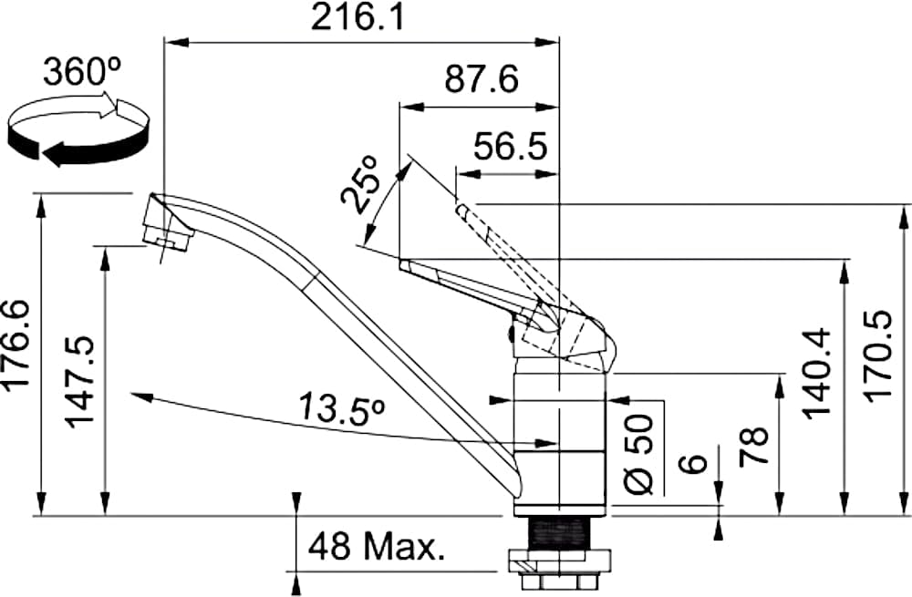 Franke Novara Plus Chrom Niederdruckarmatur