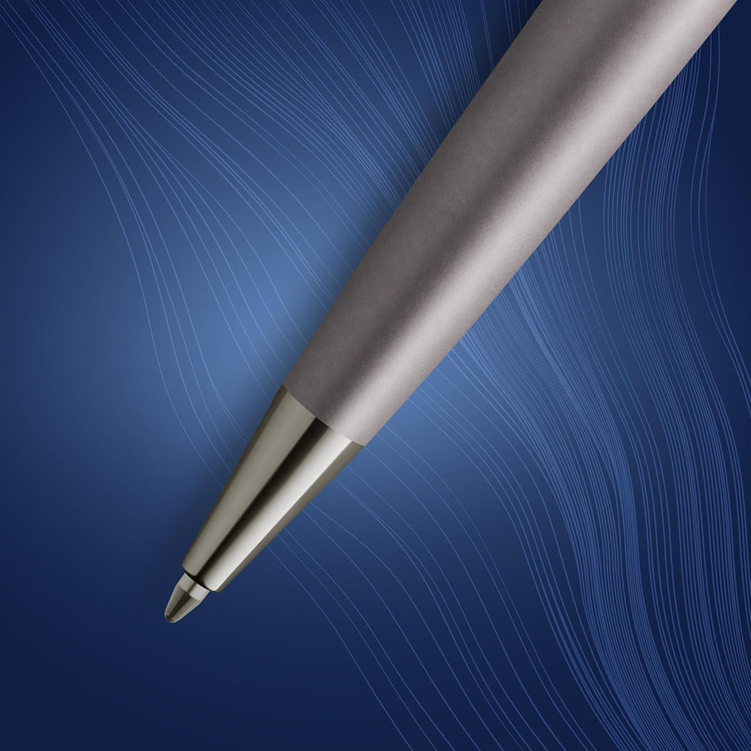 Waterman Expert Kugelschreiber | Silberfarbene Metallic-Lackierung mit Ruthenium-Zierteilen | Mittle