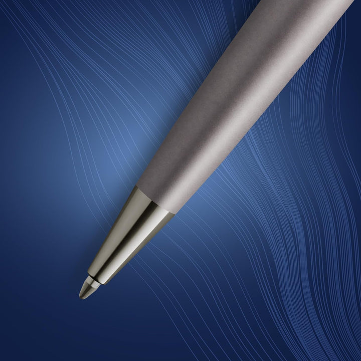 Waterman Expert Kugelschreiber | Silberfarbene Metallic-Lackierung mit Ruthenium-Zierteilen | Mittle