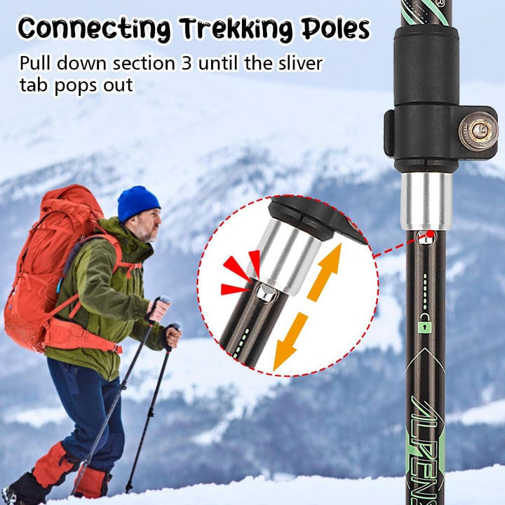HOVIN Walking Stöcke Damen,Wanderstöcke Faltbar 105-125cm,Trekkingstöcke mit Gummipuffers für Trekki