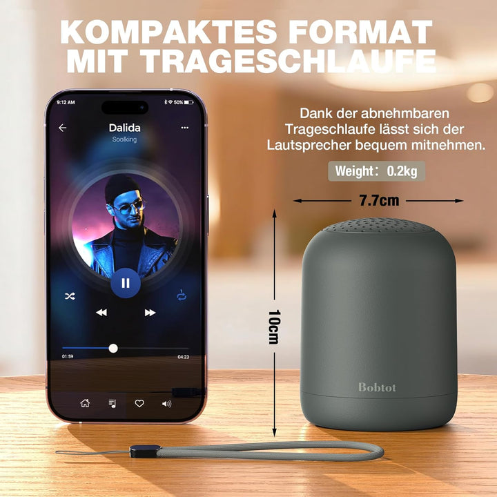 Bobtot Tragbarer Bluetooth-Lautsprecher, kabellos, wasserdicht, 24 Stunden Akkulaufzeit, lauter Ster