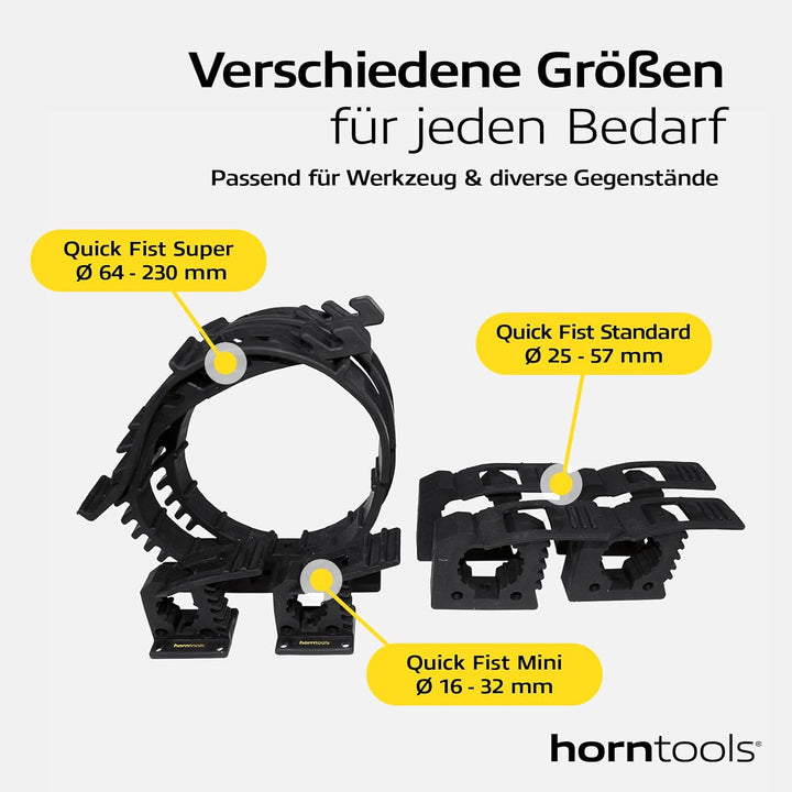horntools Quick Fist Halterung 25-57 mm - 2 STK - Traglast jeweils 11 kg - Robuste Werkzeughalter fü