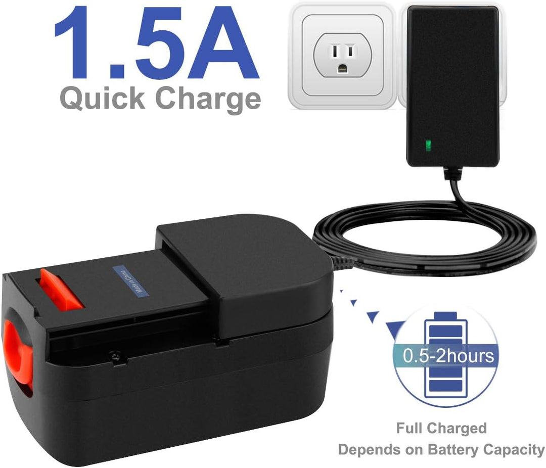 Exmate Multivolt Ladegerät für Black & Decker Ni-MH Ni-Cd Akkus, 1.2V-18V, 1A, Schwarz