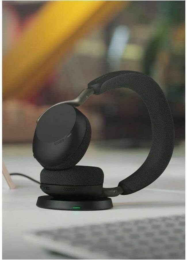Jabra Evolve3 75 On-Ear Bluetooth Headset kabellos mit Mikrofon, Schwarz Schwarz USB-C-Adapter – ohn