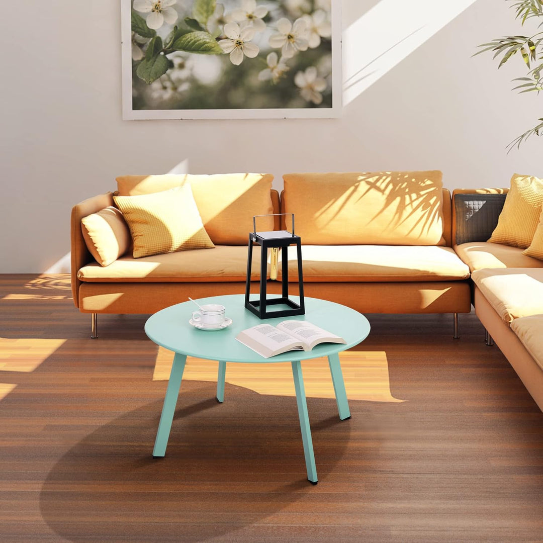 Beistelltisch Metall, Garten Beistelltisch Rund, Sofatisch Kaffeetisch & Couchtish mit Verstellbarer