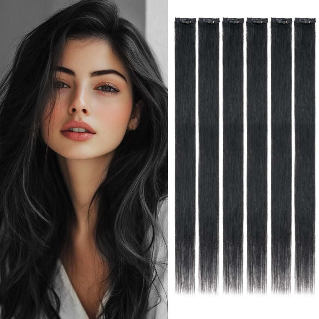 Benehair Clip in Extensions Echthaar, 6Pcs Clip Echt Haar Extension, Einzelclip Echthaar Extension C