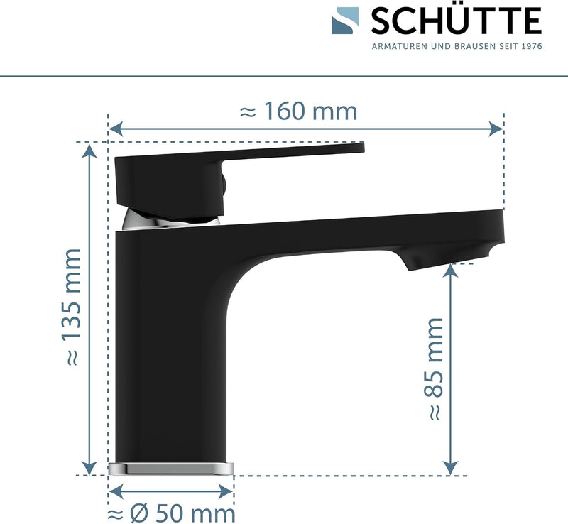 SCHÜTTE 43106 MADAGASKAR Waschtischarmatur mit Ablaufgarnitur, Mischbatterie mit Pop-Up Ventil, Bada