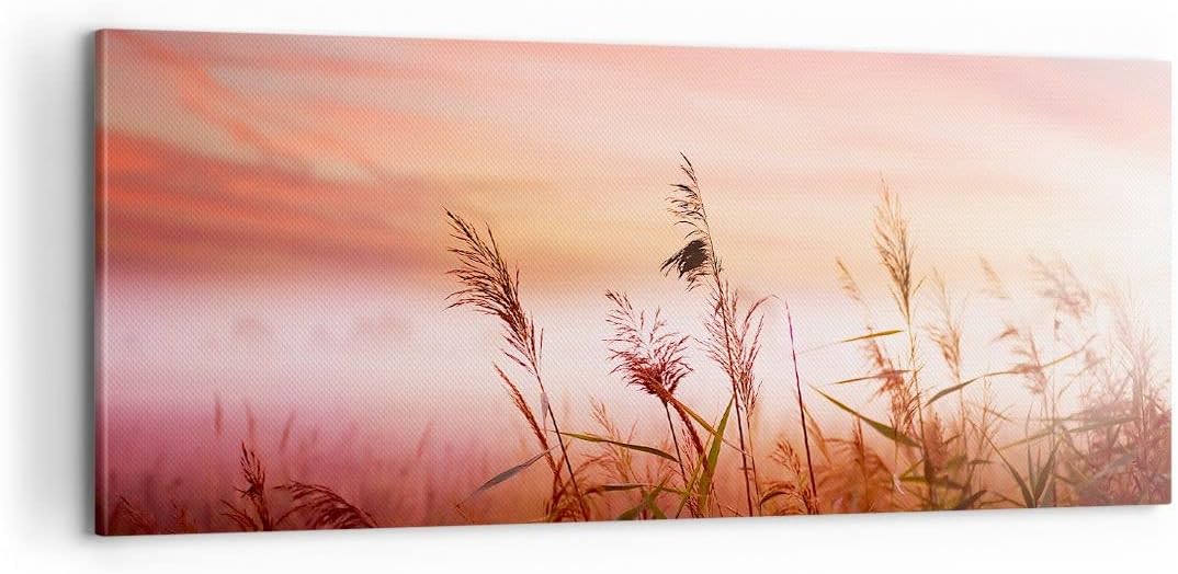 Panorama Bilder auf Leinwand 100x40cm Leinwandbild Wiese Getreide Natur Gross Wanddeko Bild Schlafzi