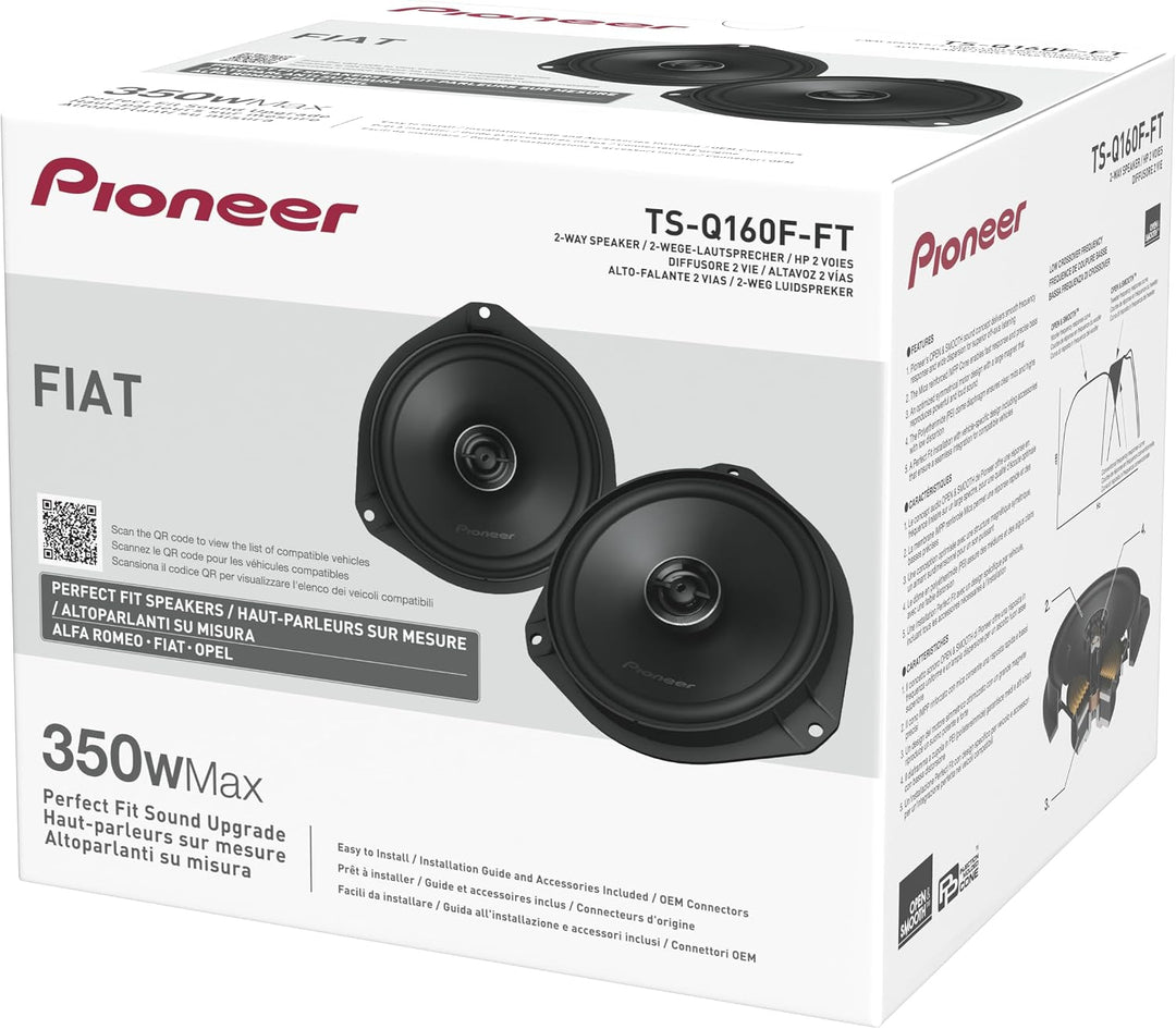 PIONEER TS-Q160F-FT 16,5 cm (6,5") 2-Wege Koaxiallautsprecher für FIAT &amp; Alfa Romeo (350W max., 50W