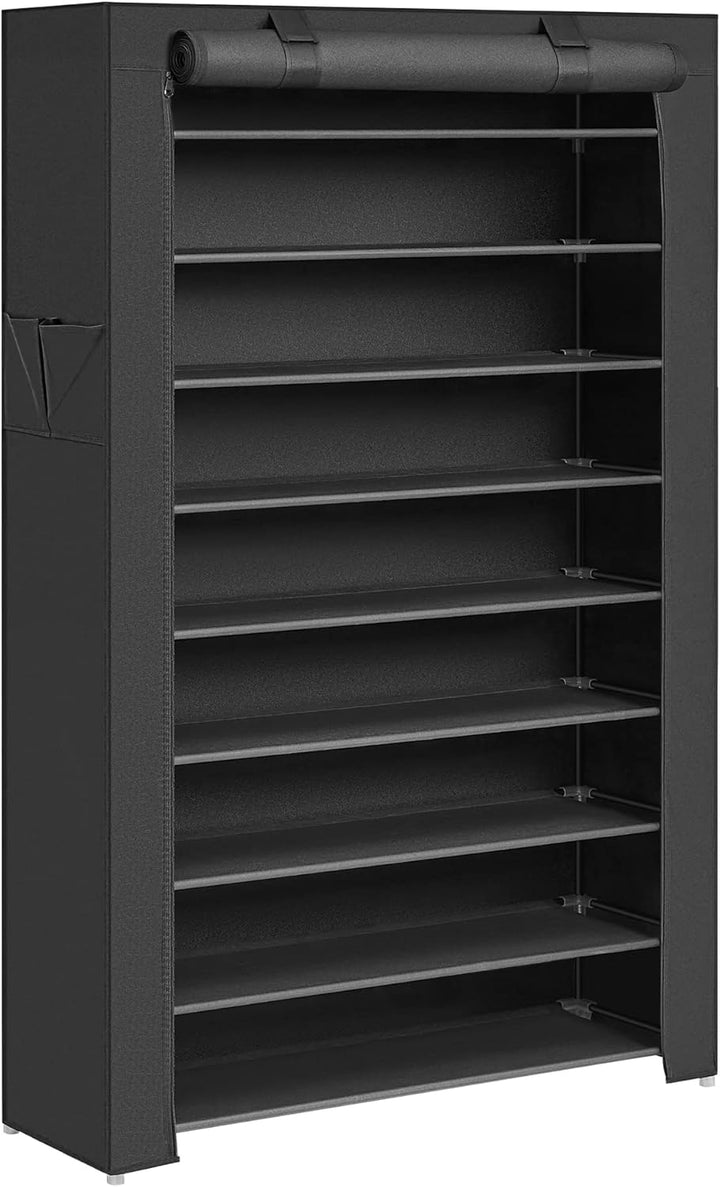 SONGMICS Schuhregal mit 10 Ebenen, 28 x 88 x 160 cm, Schuhschrank, Schuhaufbewahrung, mit staubdicht