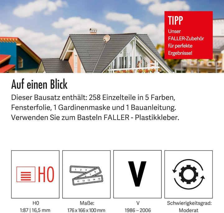 FALLER Haus Prestige Modellbausatz mit 258 Einzelteilen 176 x 166 x 100 mm I Modelleisenbahn Zubehör