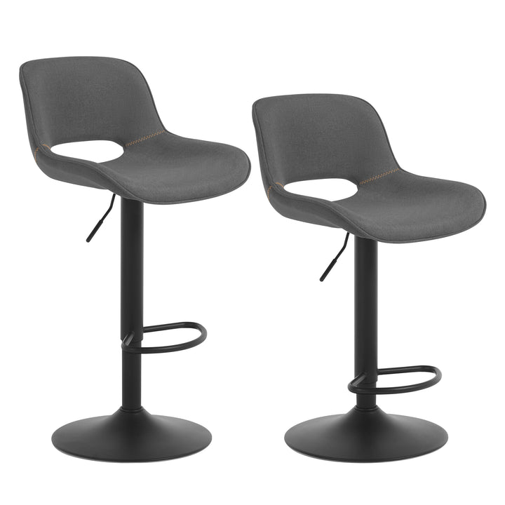 WOLTU Barhocker 2er Set, höhenverstellbar, mit Rückenlehne, Leinen, Grau | Barstuhl mit Fussstütze,