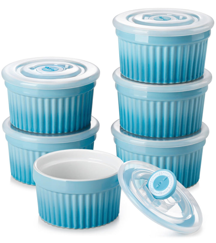 vancasso RAMEKINS 200ml Soufflé Förmchen Set von 6, Ø9,5cm Creme Brulee Schälchen Backofen sicher, P