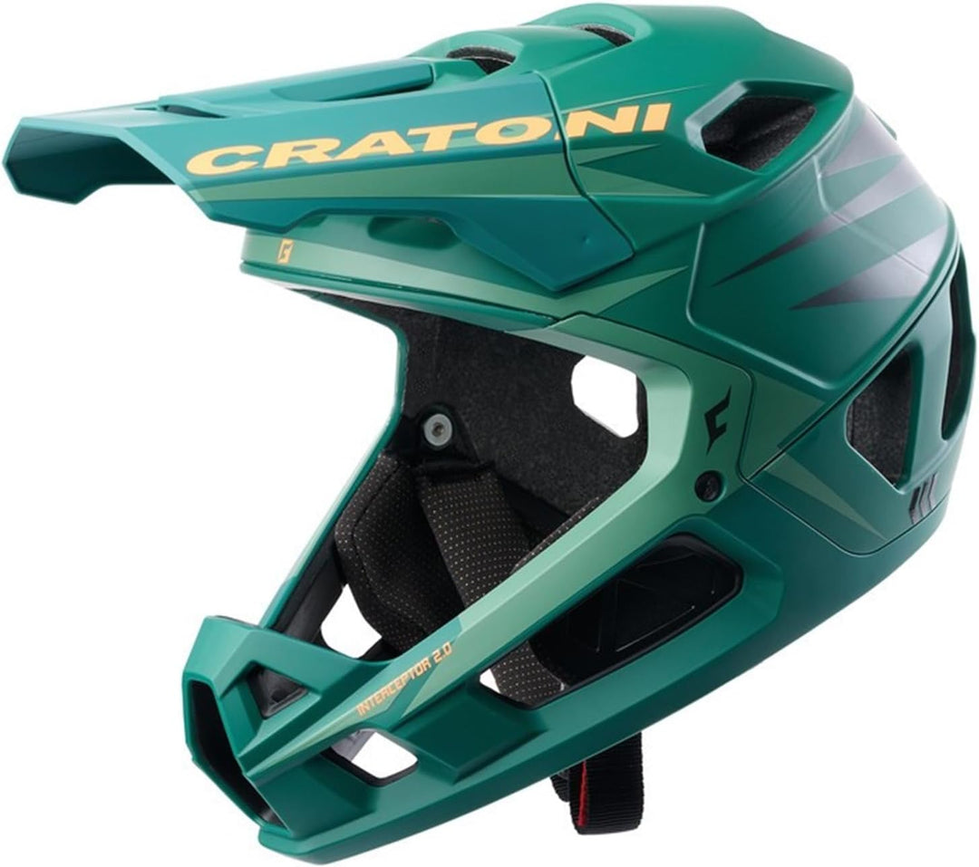 Cratoni Unisex – Erwachsene Interceptor Helmet M Grün/Neonorange Matt, M Grün/Neonorange Matt