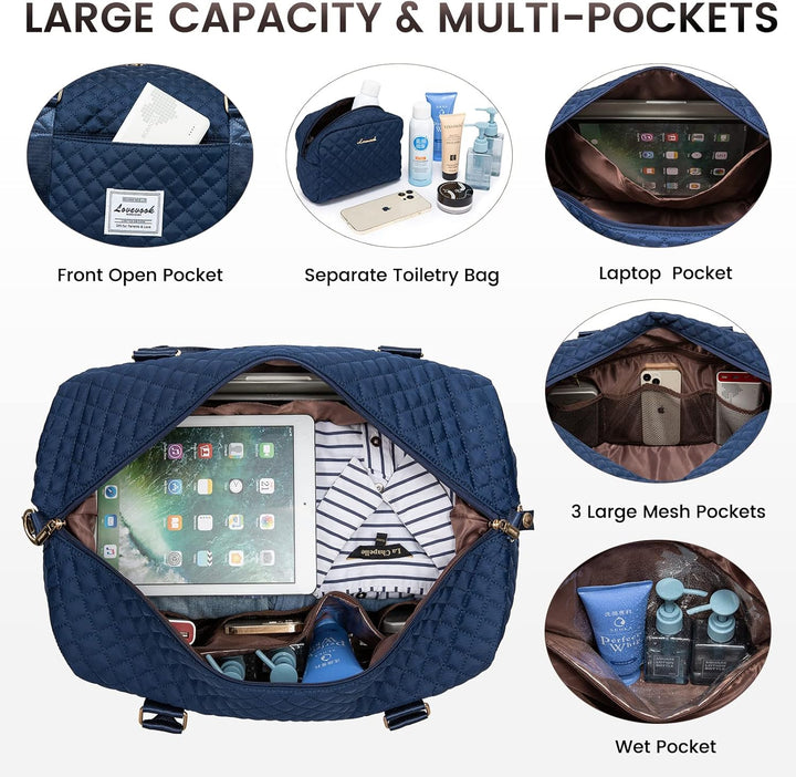 LOVEVOOK Reisetasche Sporttasche Damen Gross Handgepäck Tasche mit Kulturbeutel Weekender Travel Duf