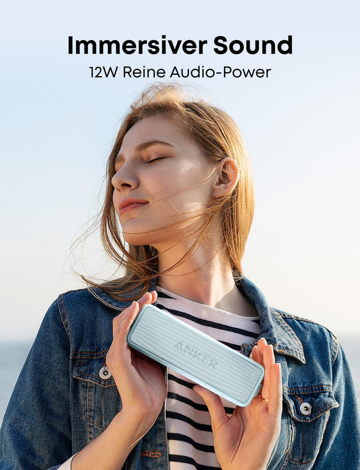 soundcore Anker 2 Portable Bluetooth Speaker with 12W Stereo Sound, BassUp, IPX7 Waterproof, 24-Hour
