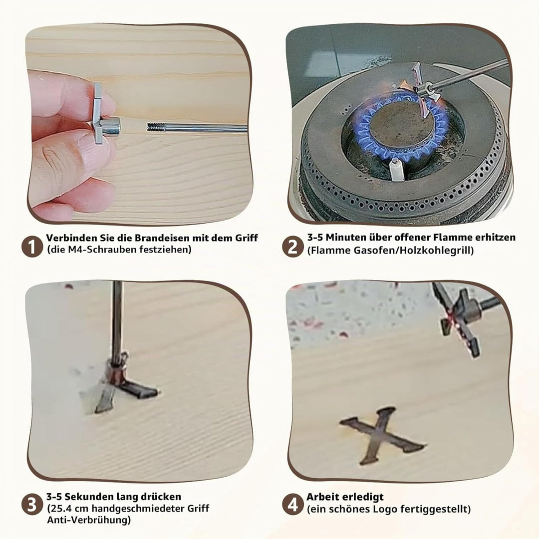Mini Brandeisen Kit, 26 Buchstaben und 10 Zahlen, personalisierte Brandeisen mit 3 Griffen für Holz,