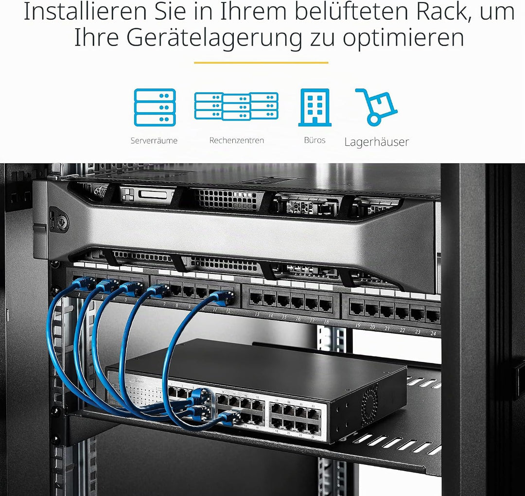 StarTech.com 1HE Fachboden - 1U perforiertes Universal-Rack-Montage-Regal für 19 Zoll Netzwerkschrän