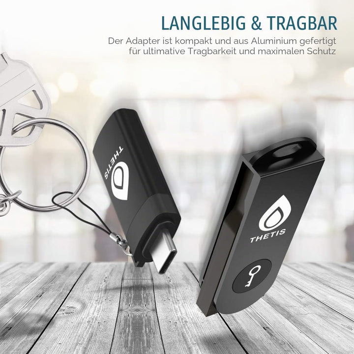 Thetis Fido U2F Sicherheitsschlüssel mit Typ-C-Adapter Zwei-Faktor-Authentifizierung Extra Schutz un
