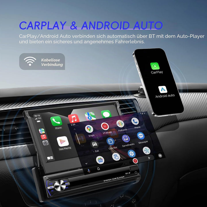 [4+64GB] Hikity Android Autoradio 1 Din mit Navi Wireless Carplay Android Auto Bluetooth Freispreche