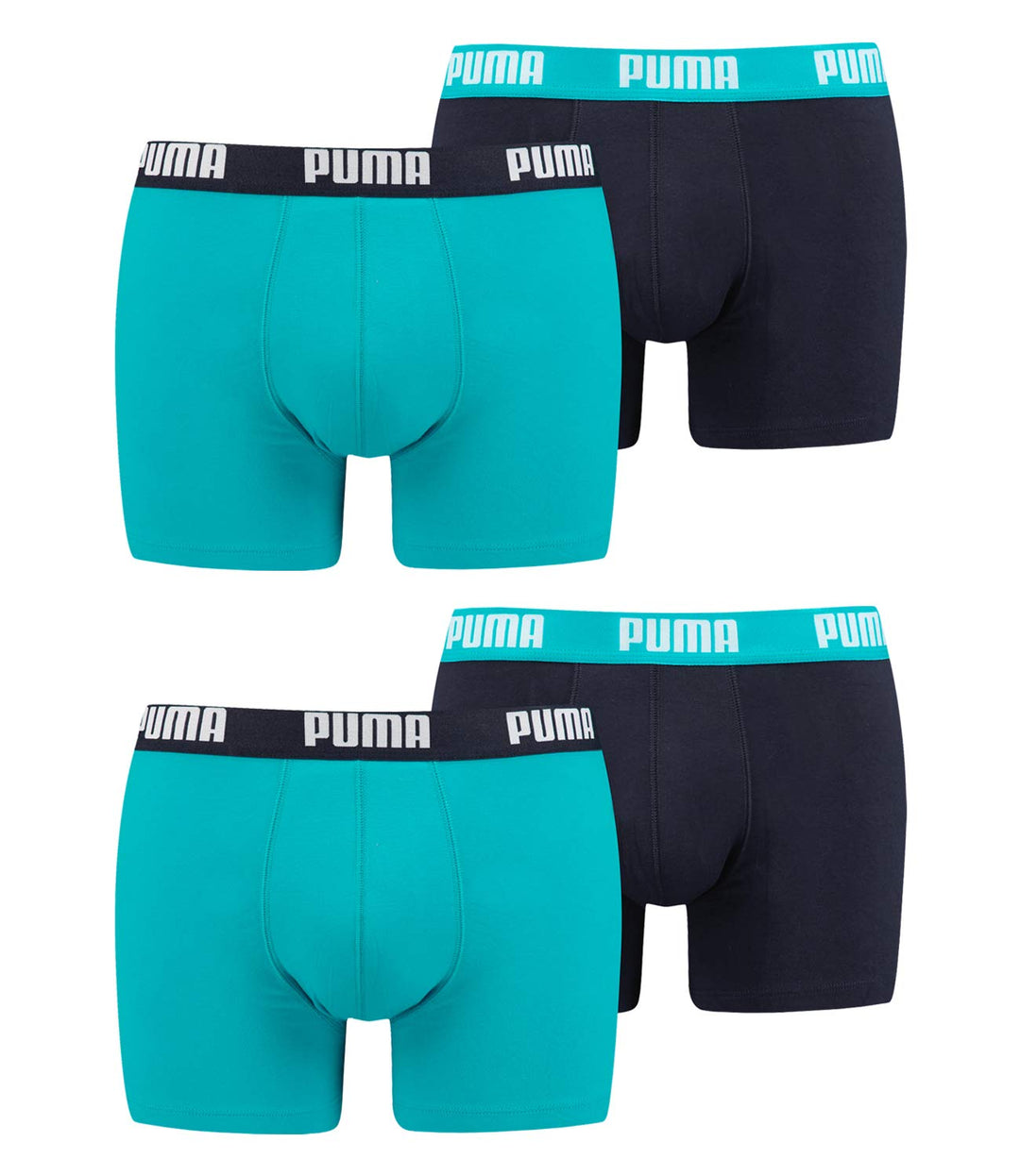 PUMA Herren Boxershorts Unterhosen 521015001 4er Pack, Wäschegrösse:L, Artikel:796 - Aqua/Blue