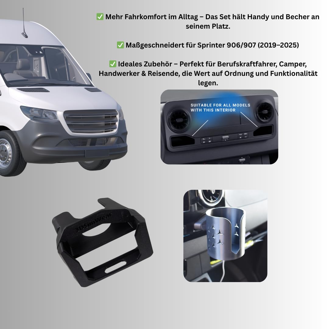 Getränke- und Handyhalter Set Mercedes Sprinter 907/906 2019-2024 (Typ 903BB35)