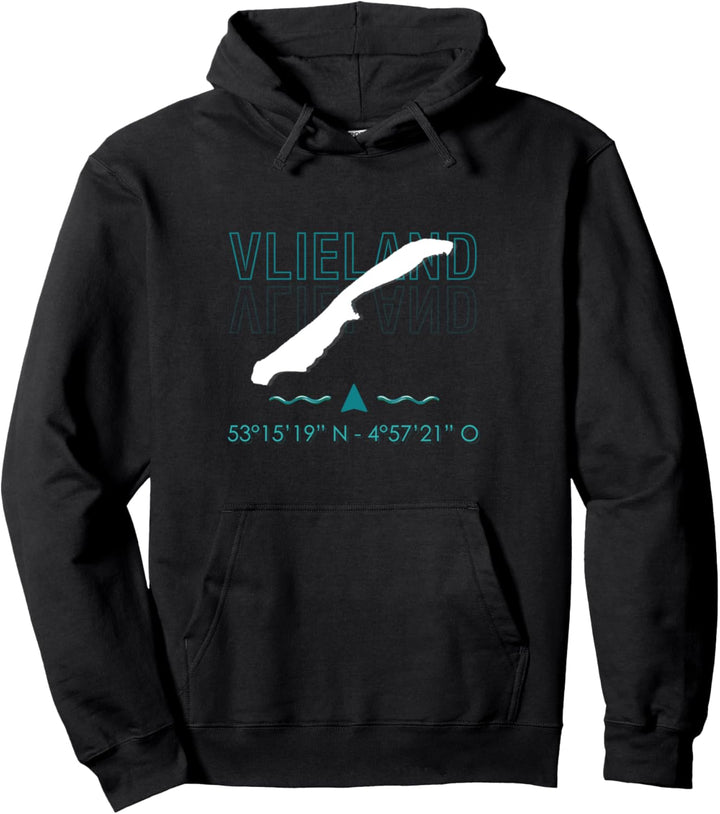 Vlieland Landkarte Koordinaten Pullover Hoodie