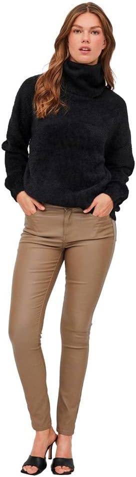 Vila Damen Vilajuli Rollneck L/S Knit-Noos Pullover XS Schwarz, XS Schwarz