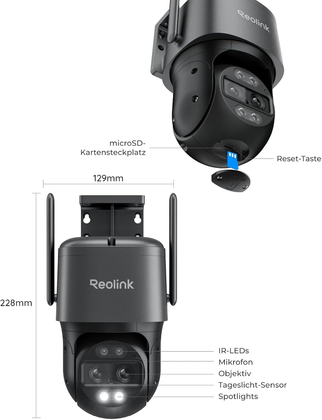Reolink 4K 8MP Wi-Fi 6 PTZ Überwachungskamera Aussen WLAN mit Auto-Tracking-Zoom, Dual-Objektiv, Dua