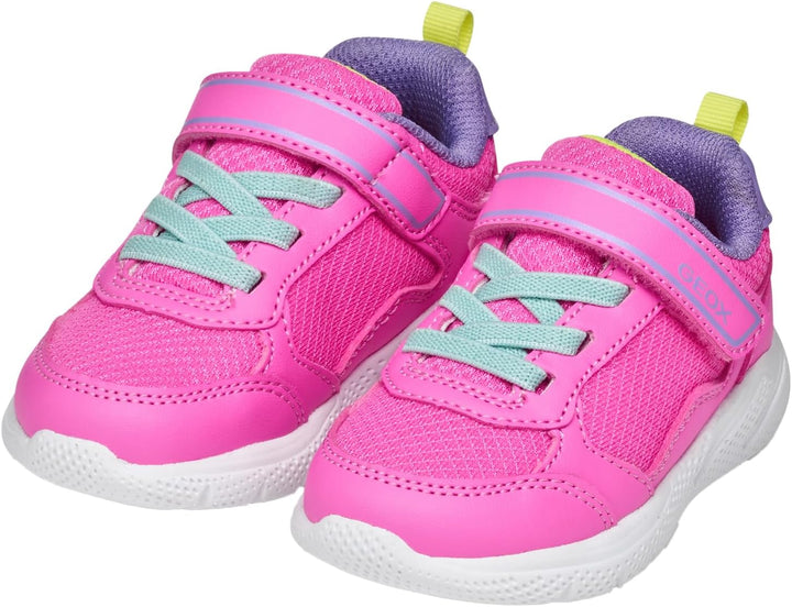 Geox Baby-Mädchen B Sprintye Girl Sneaker 21 EU Fluo Fuchsia Dk Lila, 21 EU Fluo Fuchsia Dk Lila