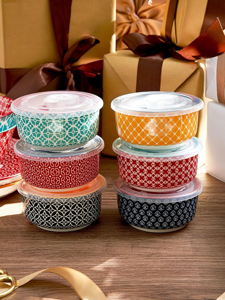 DOWAN Creme Brulee Schälchen mit Deckeln, 6 X 180ml Porzellan Souffle Förmchen Backofenfest, Auflauf