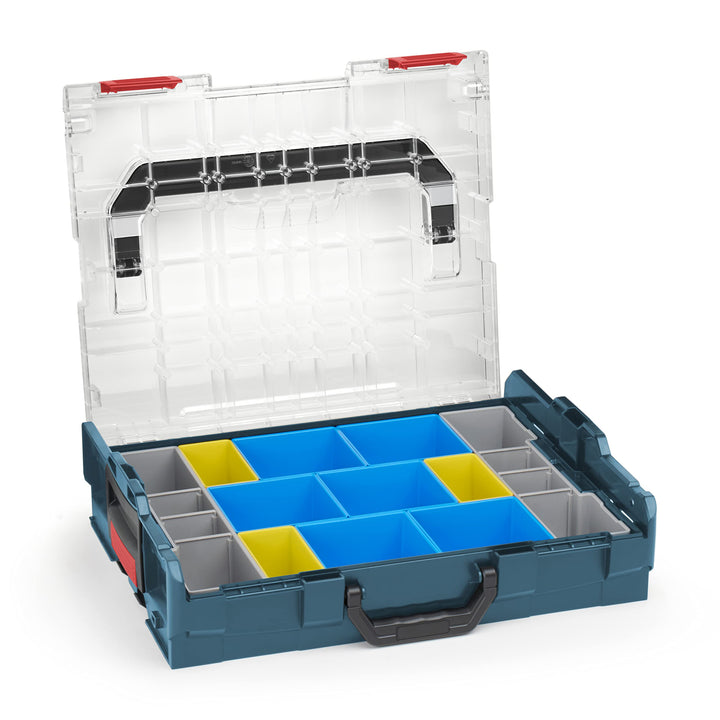 Bosch Sortimo Sortimentskasten L BOXX 102 professional blau Deckel transparent mit Insetboxen-Set BC
