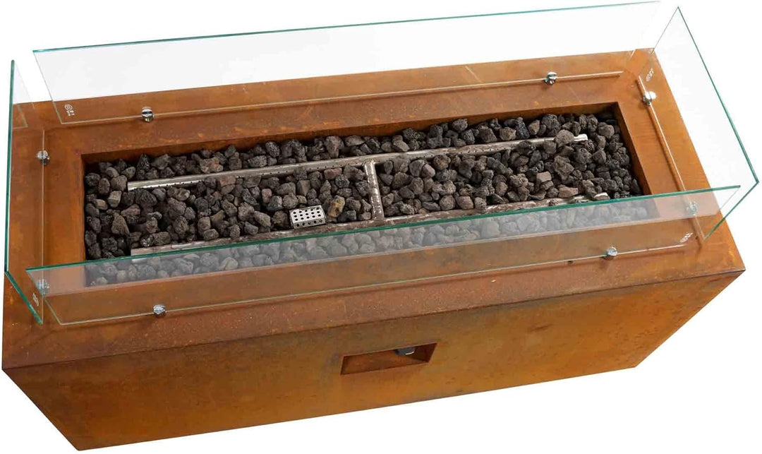 Intergrill Gasfeuerstelle Fire Pit | 125 x 50 x 81,5 cm | Feuerschale für Garten mit Lavasteinen und