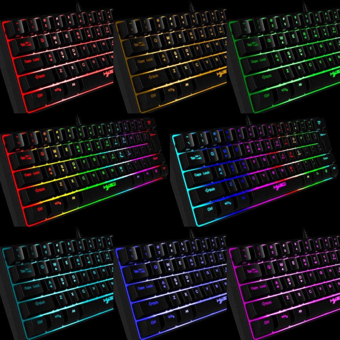 KUIYN 60% kabelgebundene kompakte Gaming-Tastatur 61 Tasten 11 Full Key RGB-Hintergrundbeleuchtungse