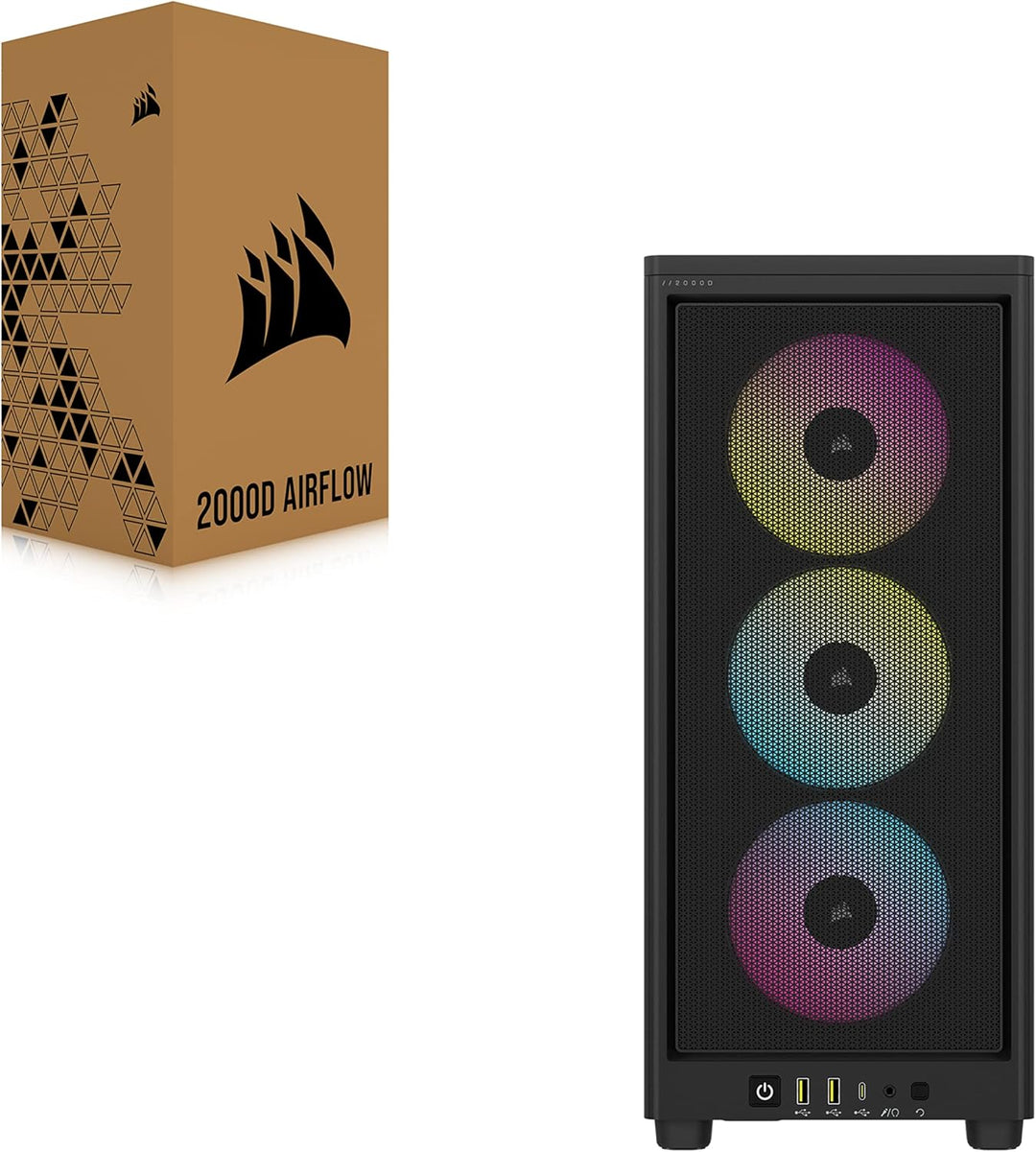 Corsair iCUE 2000D RGB Airflow PC-Gehäuse Mini ITX – Form Mini-ITX – Platten aus Stahl – 3 x Slim AF